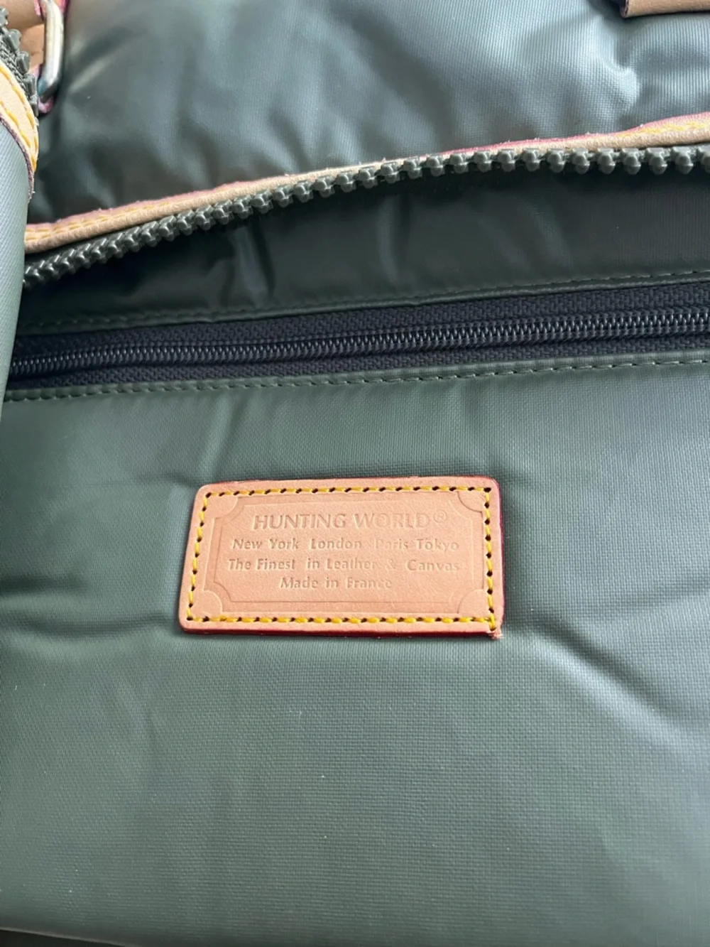 Hunting World Green Nylon Leather-Trim Travel Duffel Bag